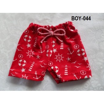 Short rood tricot in marine stijl